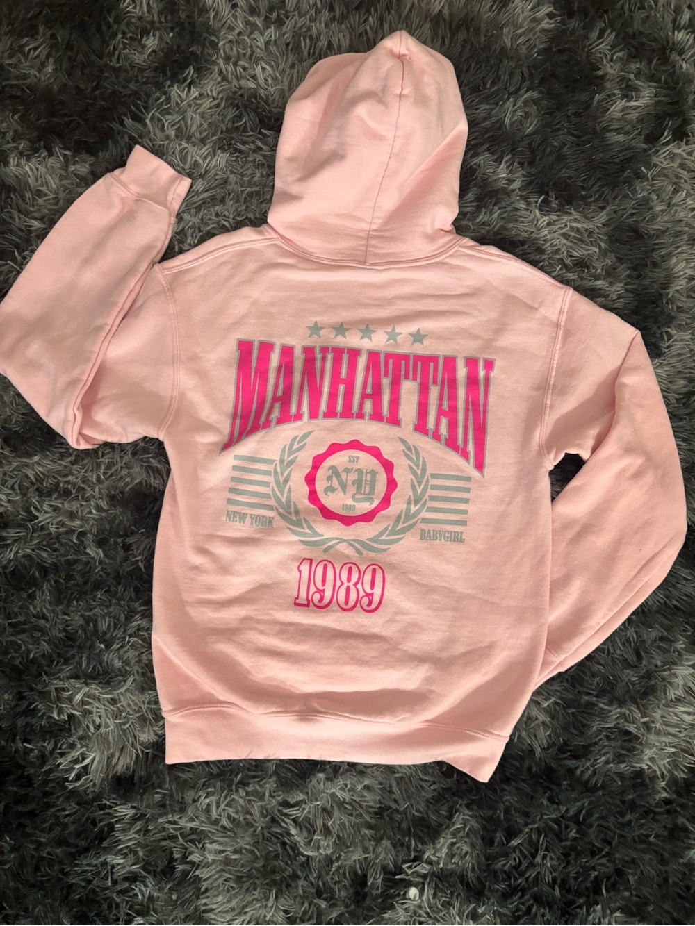 Fashion Nova Pink Graphic Manhattan Hoodie